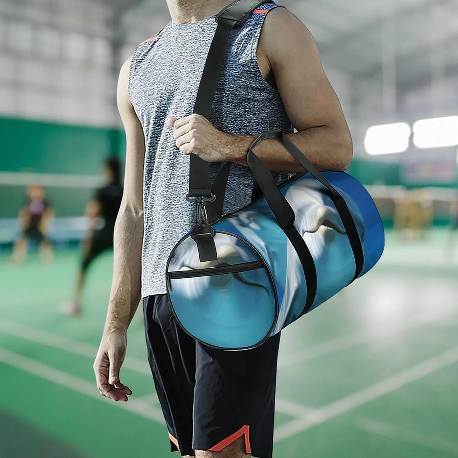 Gym Bag for Men Women Dolphin with A Smile Duffel Bag Overnight Bag with Compartment Gym Sackpac