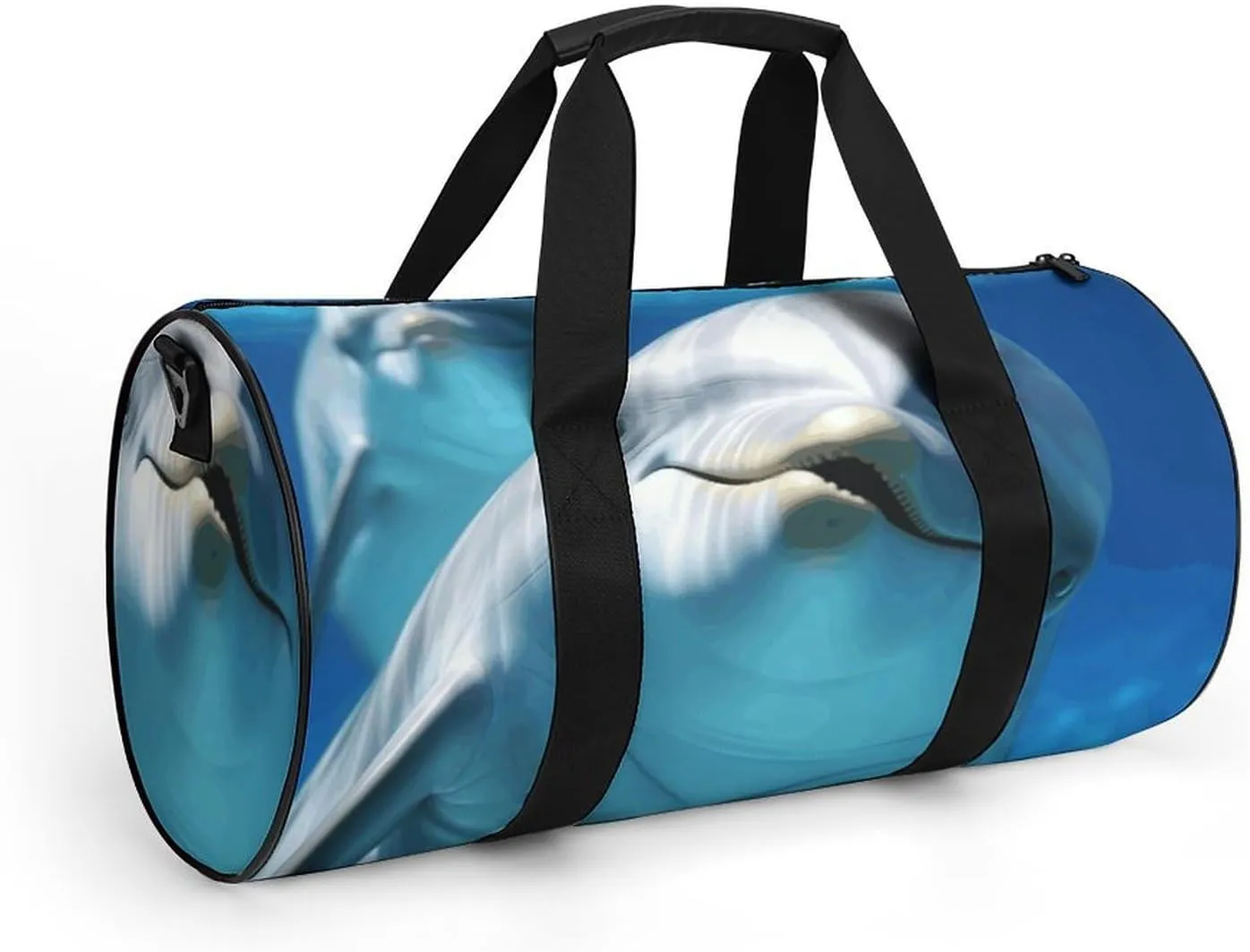 Gym Bag for Men Women Dolphin with A Smile Duffel Bag Overnight Bag with Compartment Gym Sackpac