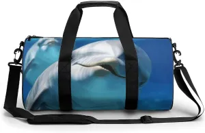 Gym Bag for Men Women Dolphin with A Smile Duffel Bag Overnight Bag with Compartment Gym Sackpac