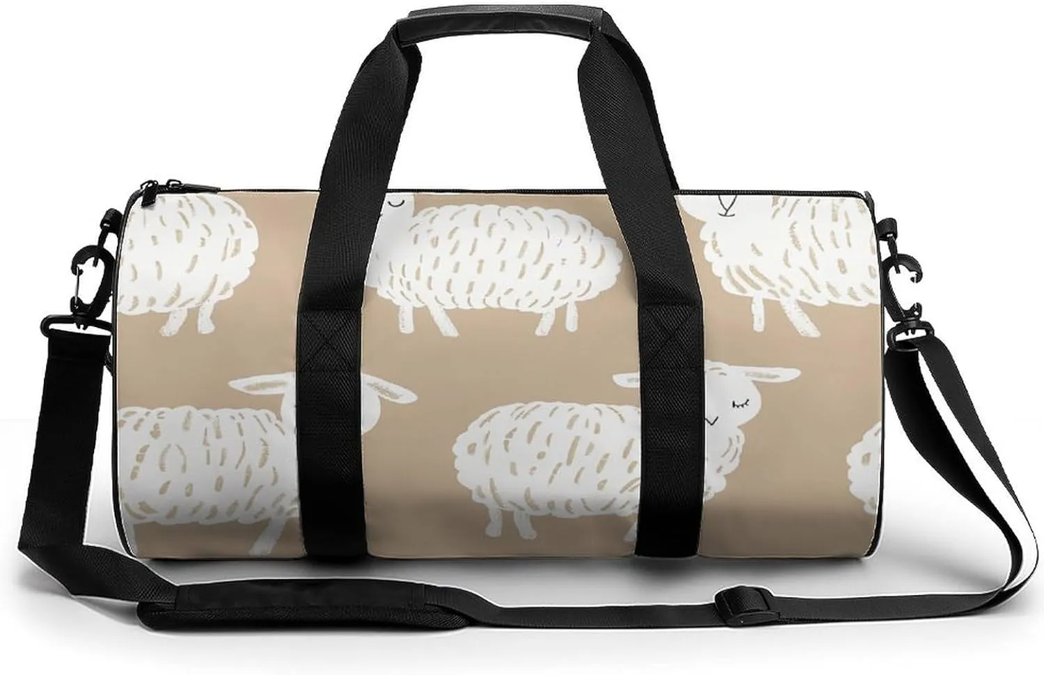Gym Bag for Men Women Doodle Style Sheep Duffel Bag Overnight Bag with Compartment Gym Sackpac
