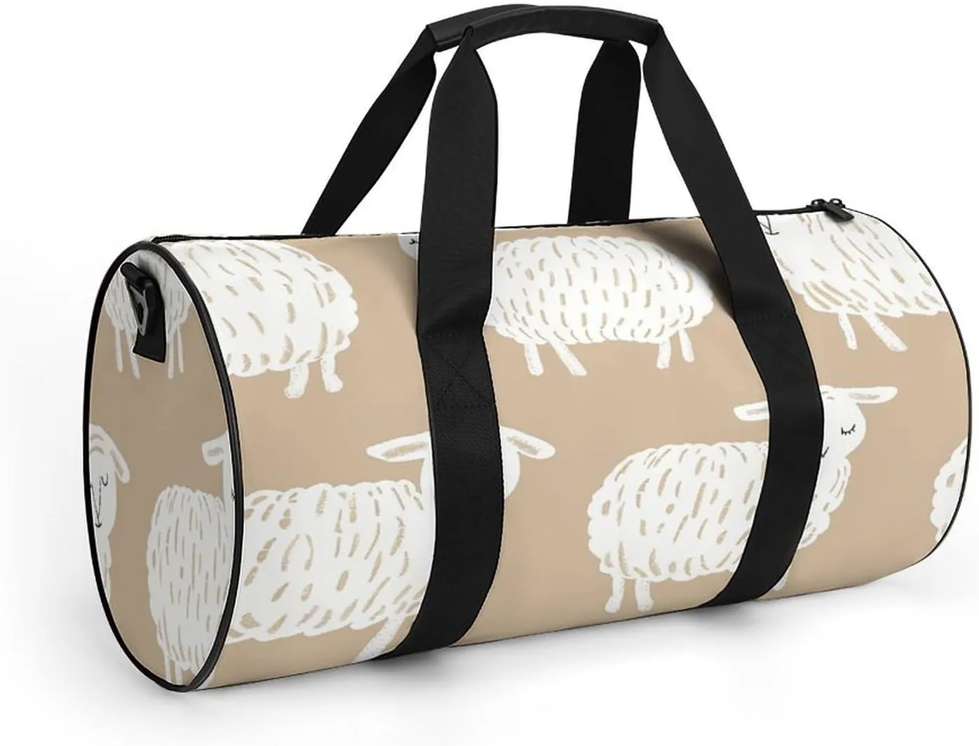 Gym Bag for Men Women Doodle Style Sheep Duffel Bag Overnight Bag with Compartment Gym Sackpac