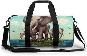 Gym Bag for Men Women Elephants Duffel Bag Overnight Bag with Compartment Gym Sackpac