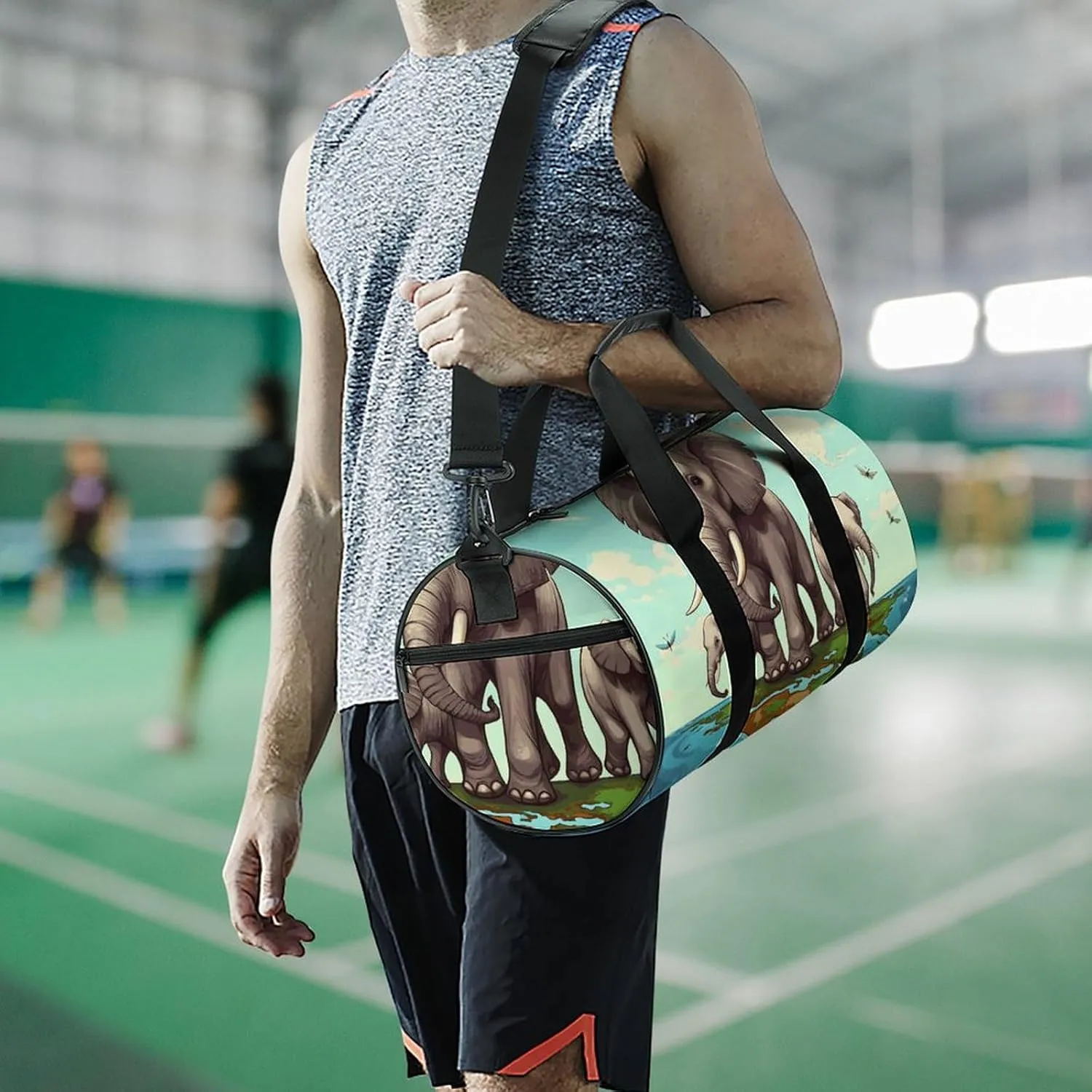 Gym Bag for Men Women Elephants Duffel Bag Overnight Bag with Compartment Gym Sackpac