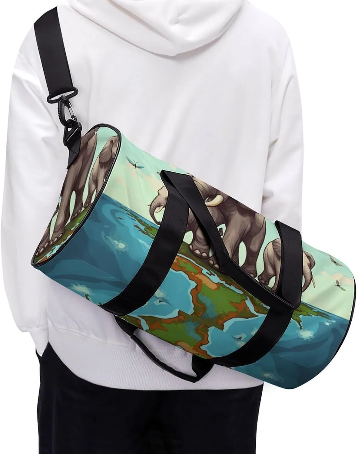 Gym Bag for Men Women Elephants Duffel Bag Overnight Bag with Compartment Gym Sackpac