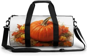 Gym Bag for Men Women Fall Pumpkin Duffel Bag Overnight Bag with Compartment Gym Sackpac