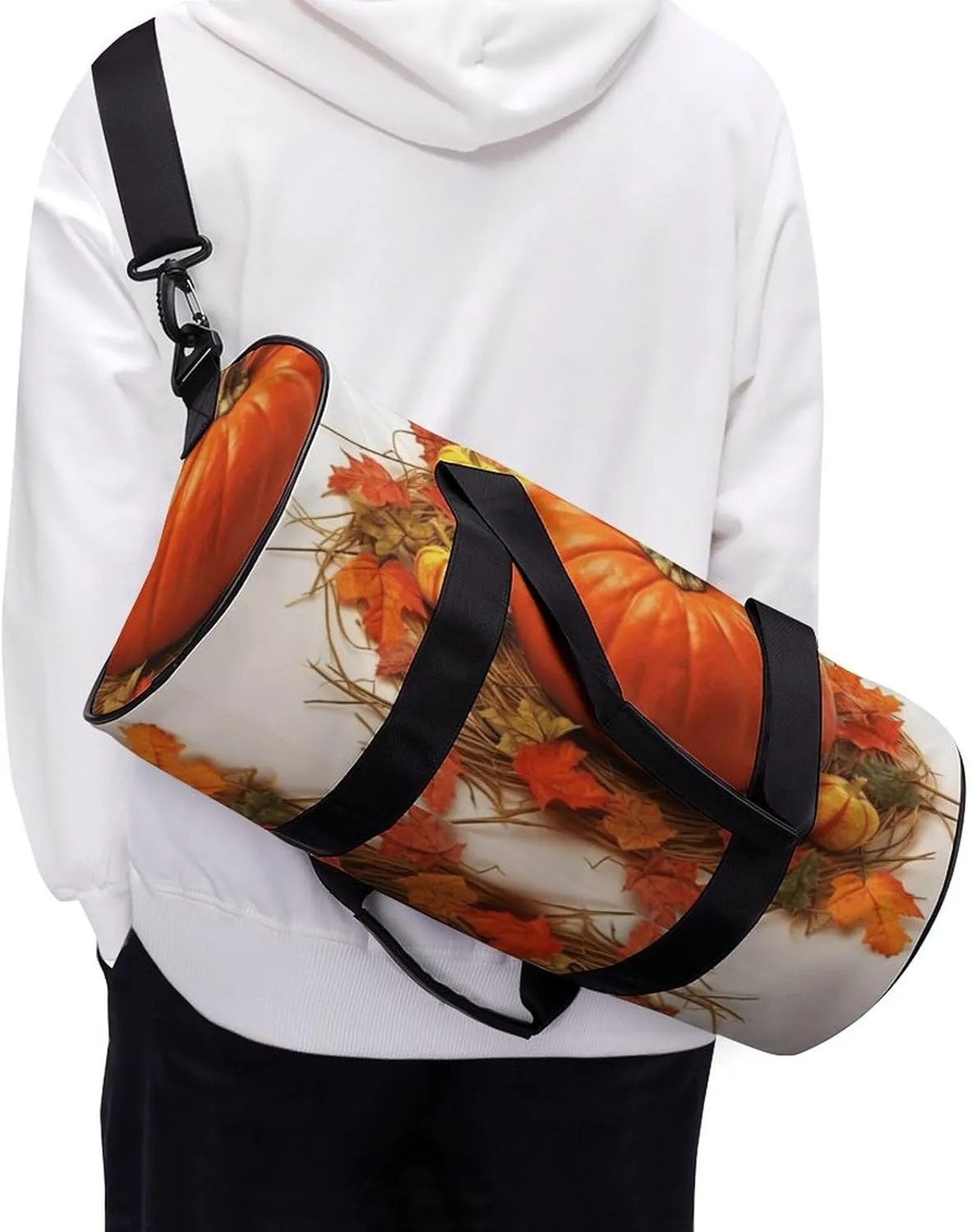 Gym Bag for Men Women Fall Pumpkin Duffel Bag Overnight Bag with Compartment Gym Sackpac