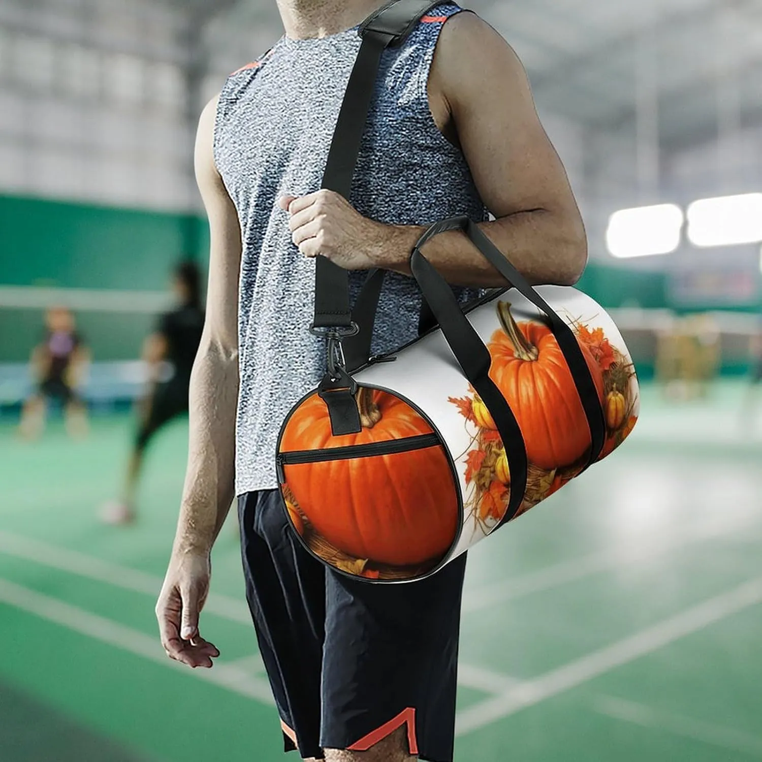 Gym Bag for Men Women Fall Pumpkin Duffel Bag Overnight Bag with Compartment Gym Sackpac