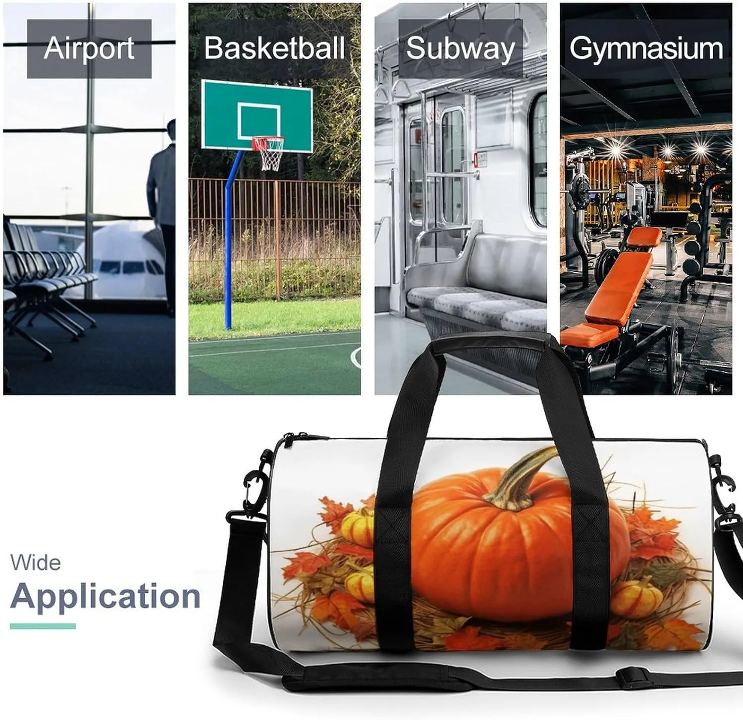 Gym Bag for Men Women Fall Pumpkin Duffel Bag Overnight Bag with Compartment Gym Sackpac