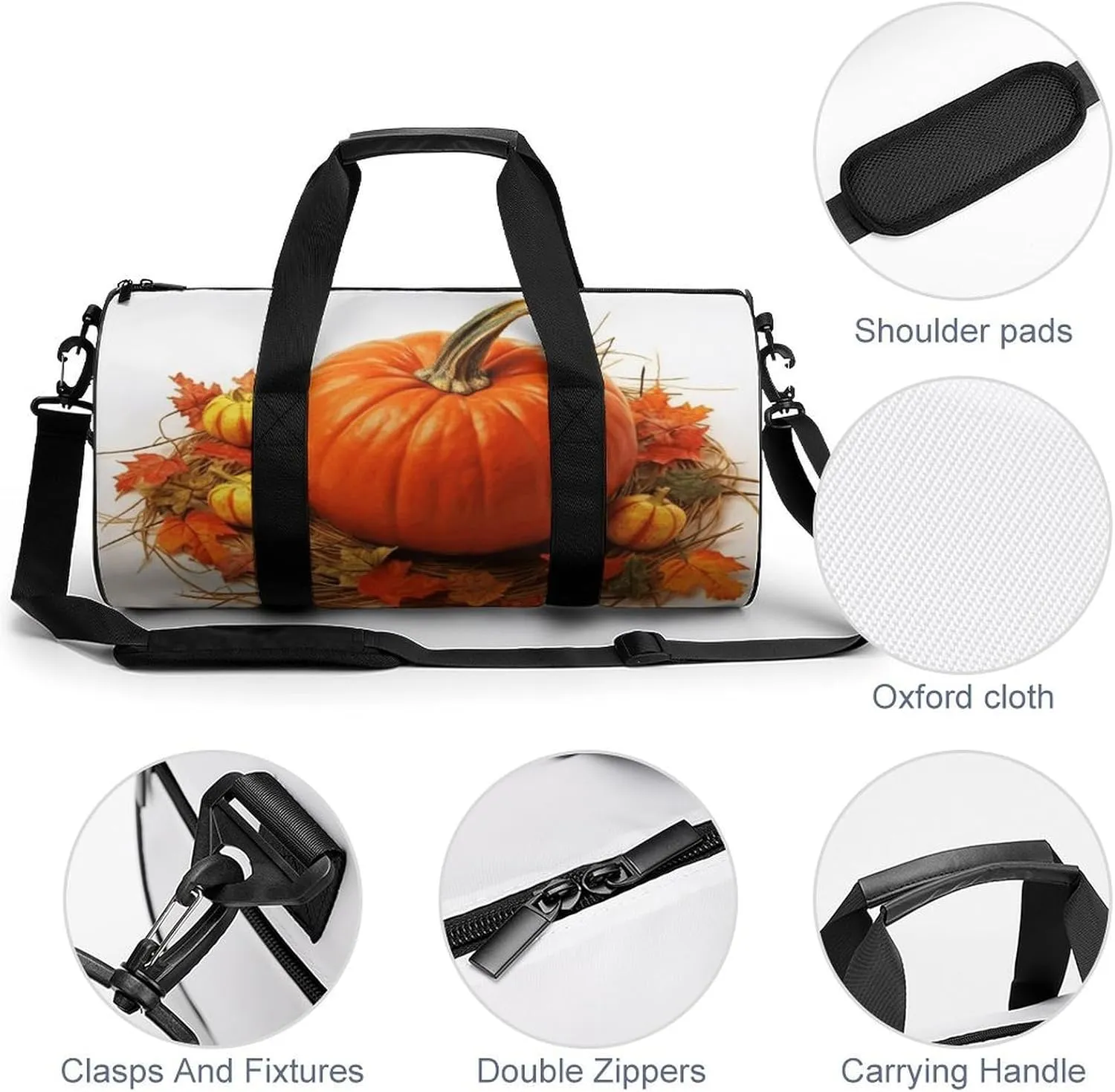 Gym Bag for Men Women Fall Pumpkin Duffel Bag Overnight Bag with Compartment Gym Sackpac