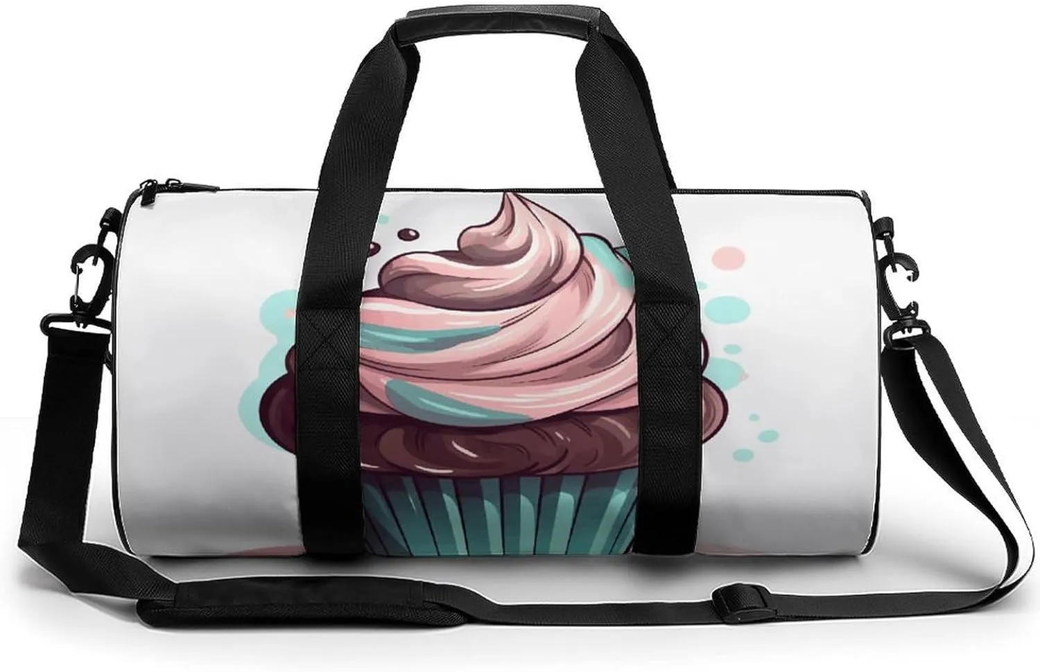 Gym Bag for Men Women Flat Cupcakes Duffel Bag Overnight Bag with Compartment Gym Sackpac