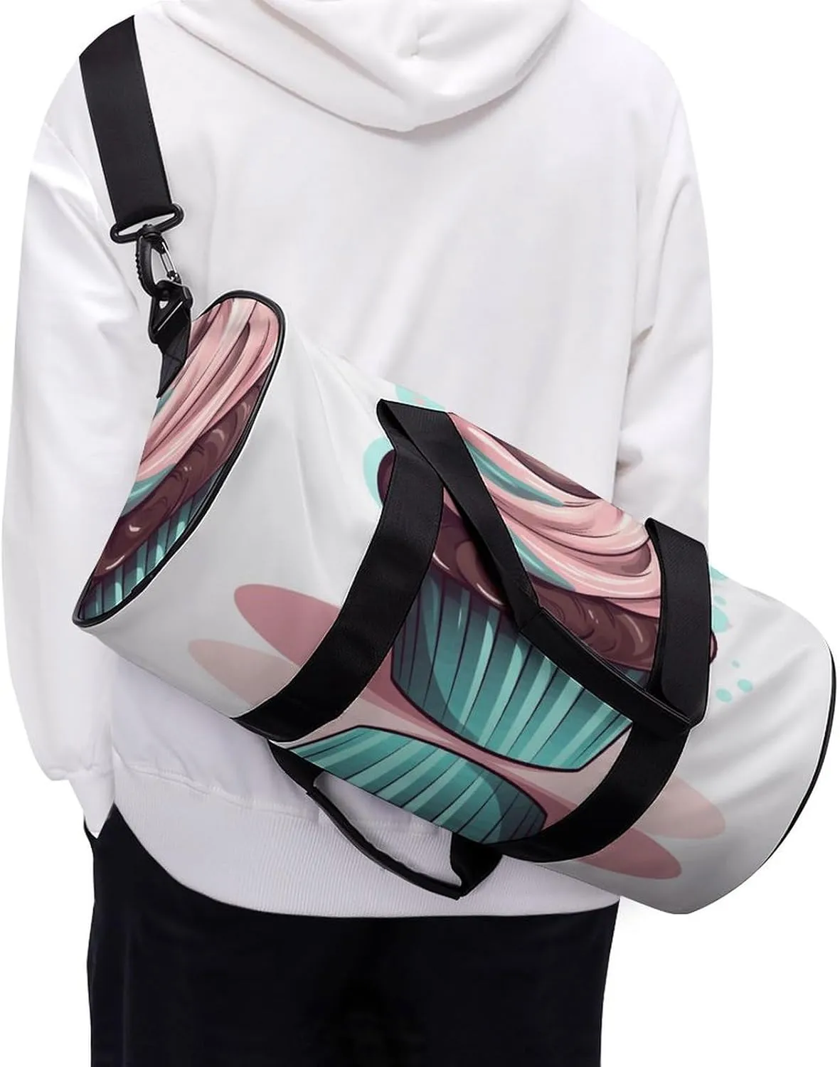 Gym Bag for Men Women Flat Cupcakes Duffel Bag Overnight Bag with Compartment Gym Sackpac