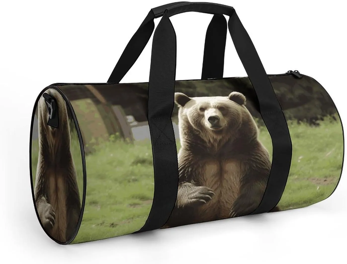 Gym Bag for Men Women Hi Bear Sit on The Lawn Duffel Bag Overnight Bag with Compartment Gym Sackpac