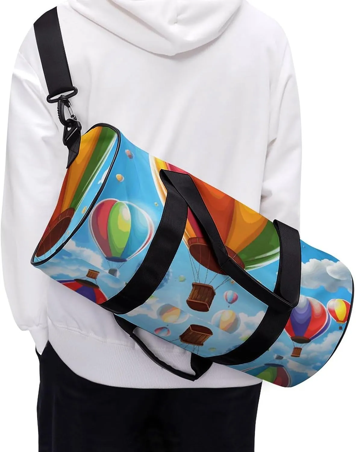 Gym Bag for Men Women Hot Air Balloon Pattern Duffel Bag Overnight Bag with Compartment Gym Sackpac