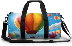 Gym Bag for Men Women Hot Air Balloon Pattern Duffel Bag Overnight Bag with Compartment Gym Sackpac