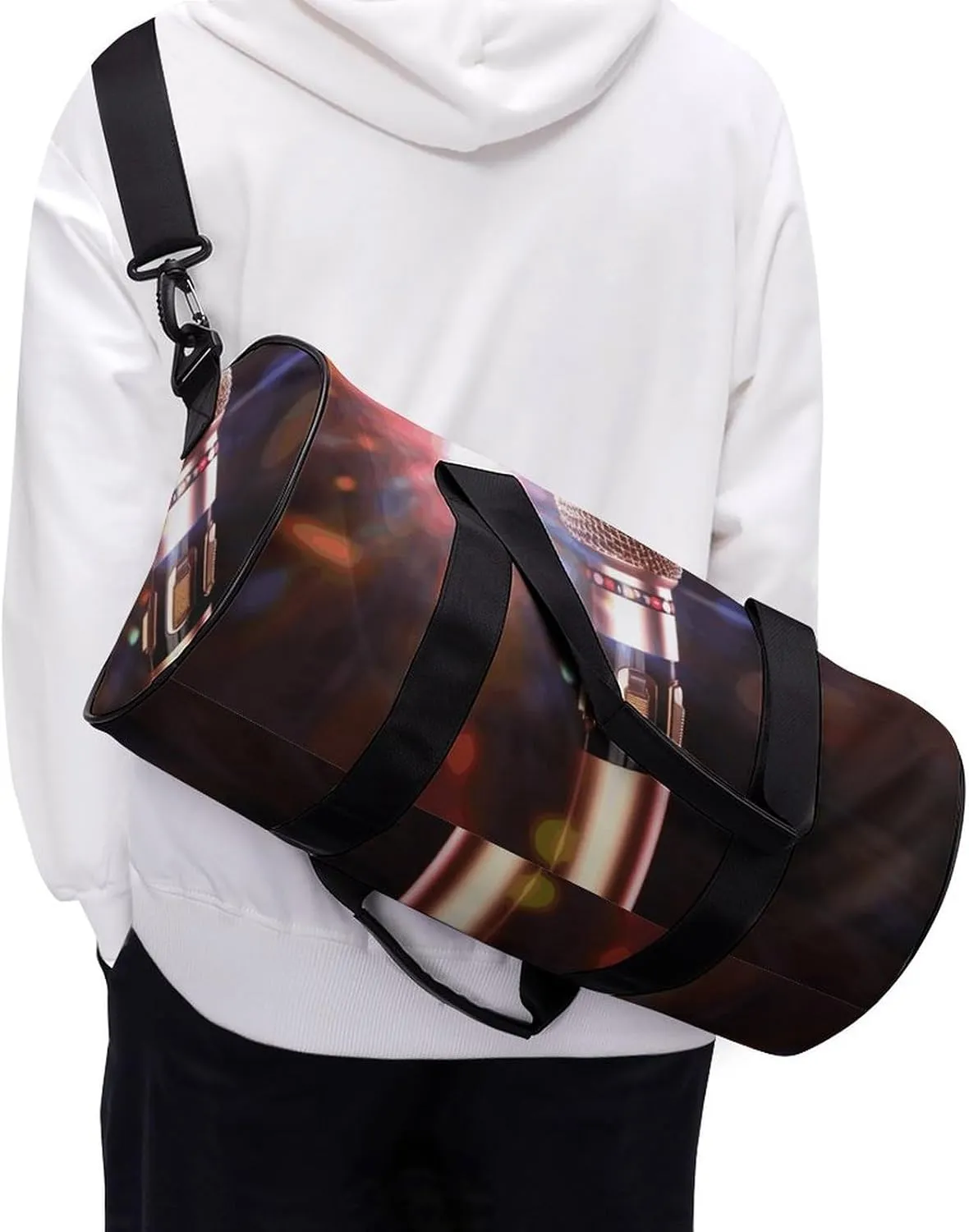 Gym Bag for Men Women Karaoke Microphone Duffel Bag Overnight Bag with Compartment Gym Sackpac