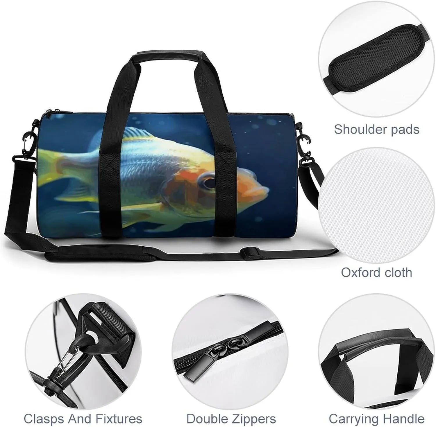 Gym Bag for Men Women Lonely Fish Duffel Bag Overnight Bag with Compartment Gym Sackpac