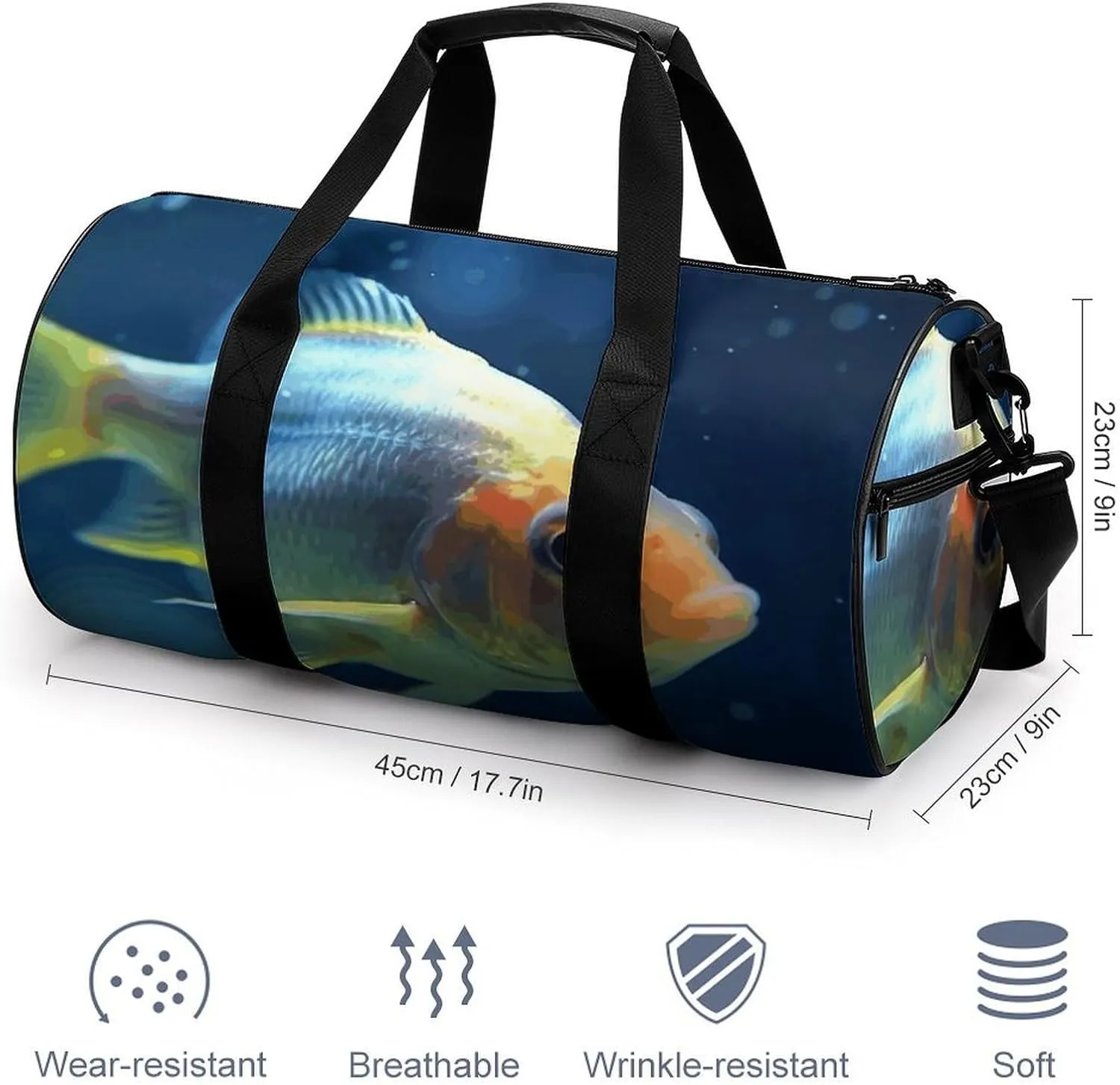 Gym Bag for Men Women Lonely Fish Duffel Bag Overnight Bag with Compartment Gym Sackpac