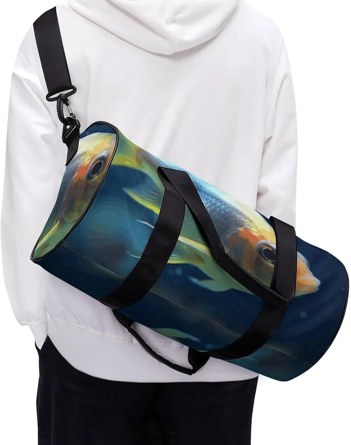 Gym Bag for Men Women Lonely Fish Duffel Bag Overnight Bag with Compartment Gym Sackpac