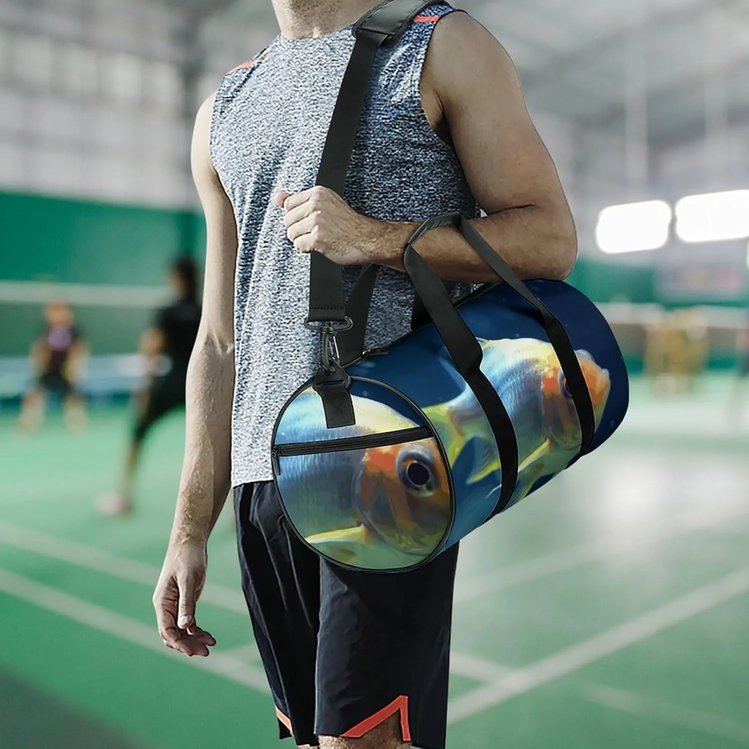 Gym Bag for Men Women Lonely Fish Duffel Bag Overnight Bag with Compartment Gym Sackpac