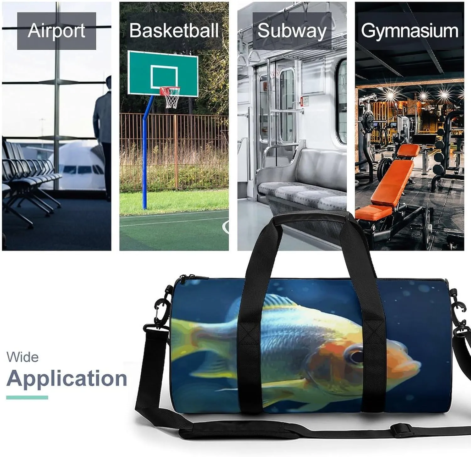 Gym Bag for Men Women Lonely Fish Duffel Bag Overnight Bag with Compartment Gym Sackpac