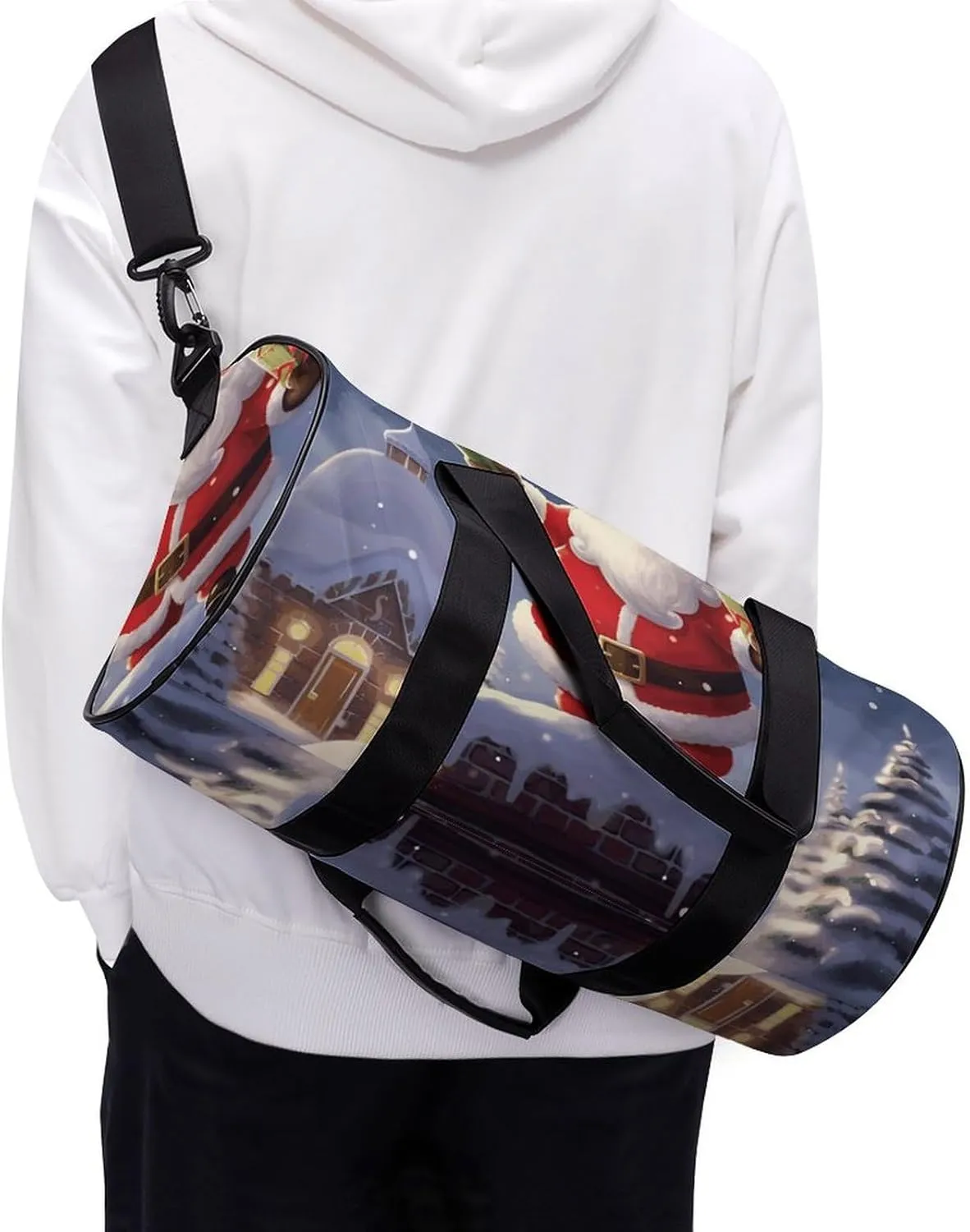 Gym Bag for Men Women Merry Christmas Santa Duffel Bag Overnight Bag with Compartment Gym Sackpac