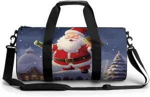 Gym Bag for Men Women Merry Christmas Santa Duffel Bag Overnight Bag with Compartment Gym Sackpac
