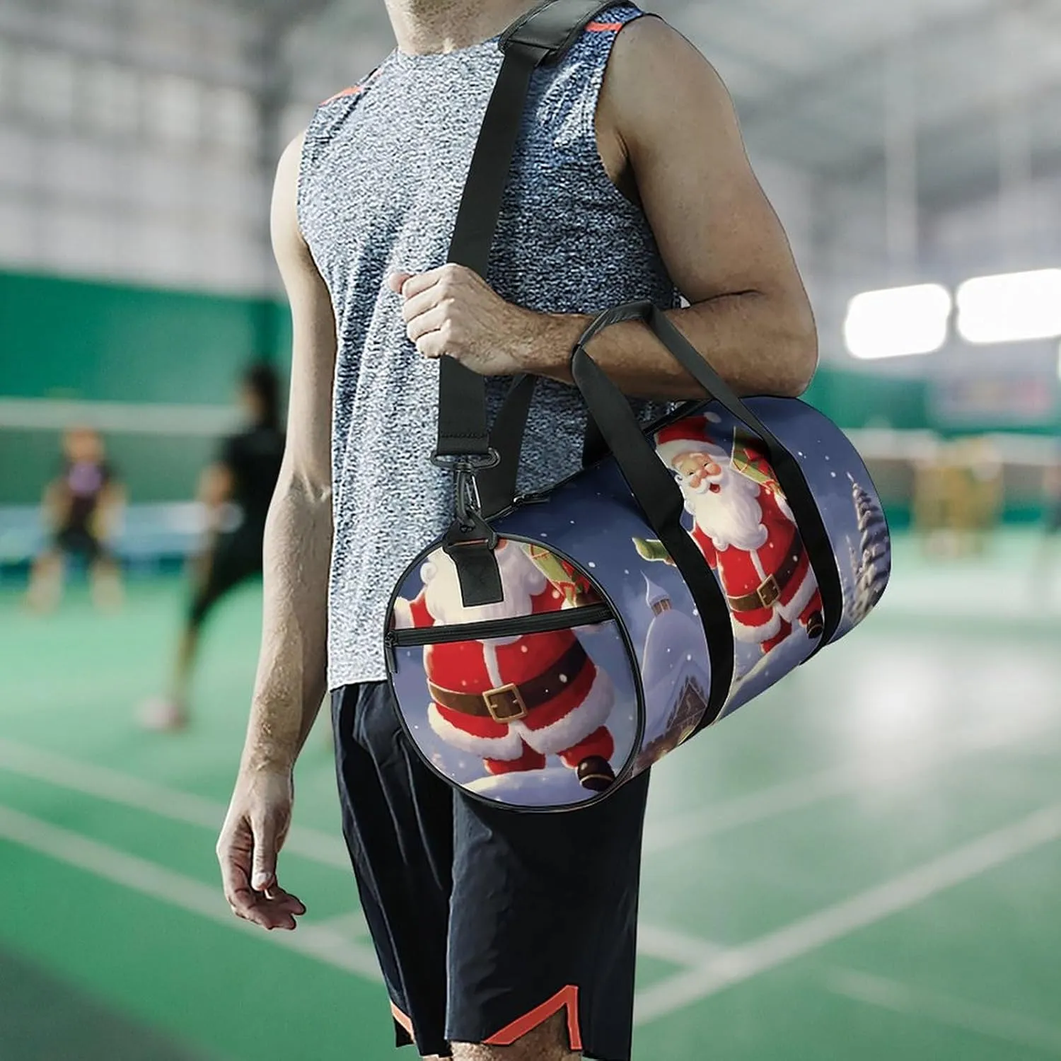 Gym Bag for Men Women Merry Christmas Santa Duffel Bag Overnight Bag with Compartment Gym Sackpac