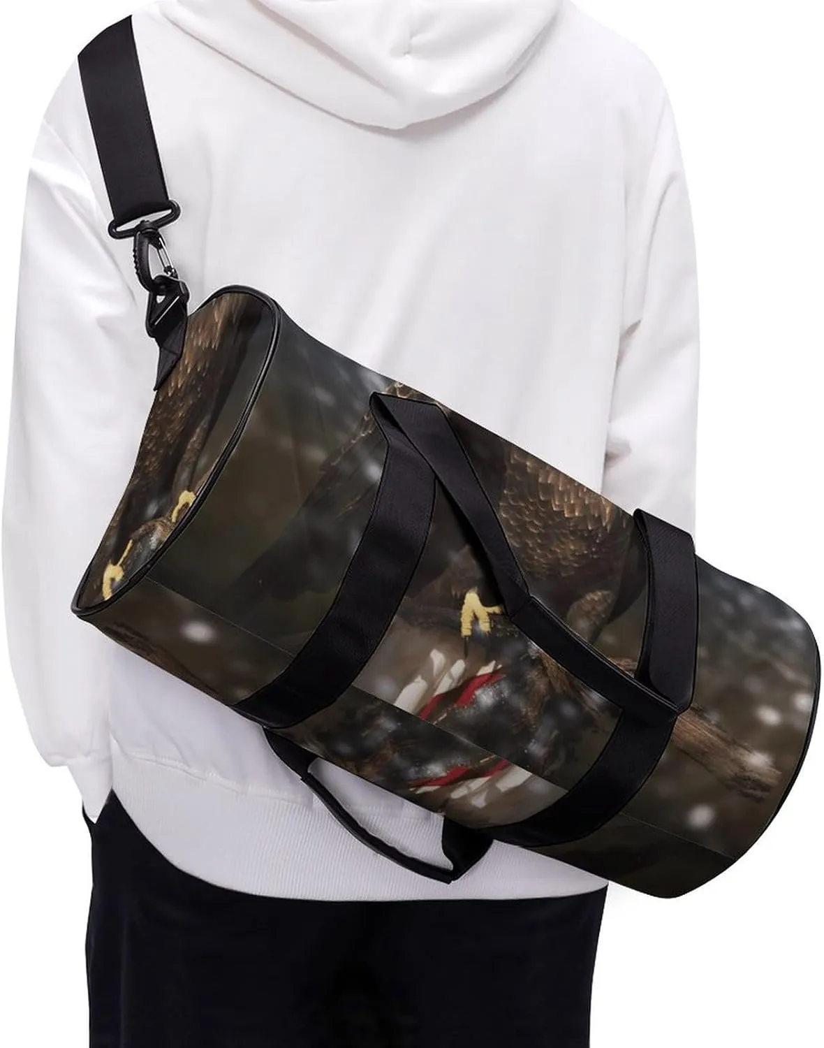 Gym Bag for Men Women North American Bald Eagle Duffel Bag Overnight Bag with Compartment Gym Sackpac