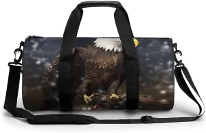 Gym Bag for Men Women North American Bald Eagle Duffel Bag Overnight Bag with Compartment Gym Sackpac