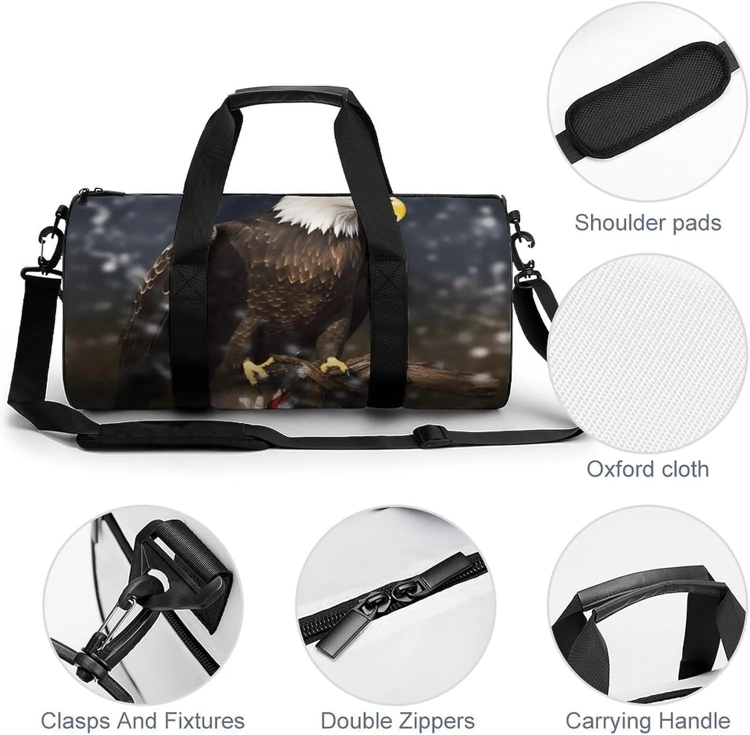 Gym Bag for Men Women North American Bald Eagle Duffel Bag Overnight Bag with Compartment Gym Sackpac