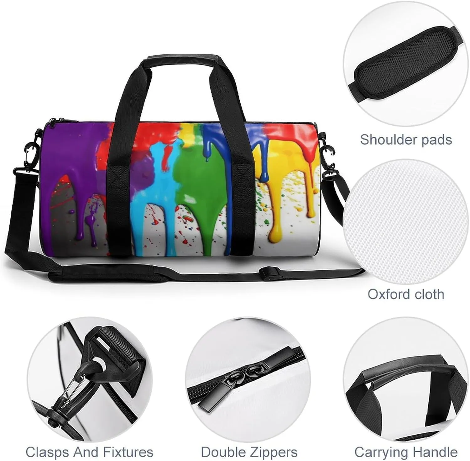 Gym Bag for Men Women Paint Splatter Backdrop Duffel Bag Overnight Bag with Compartment Gym Sackpac