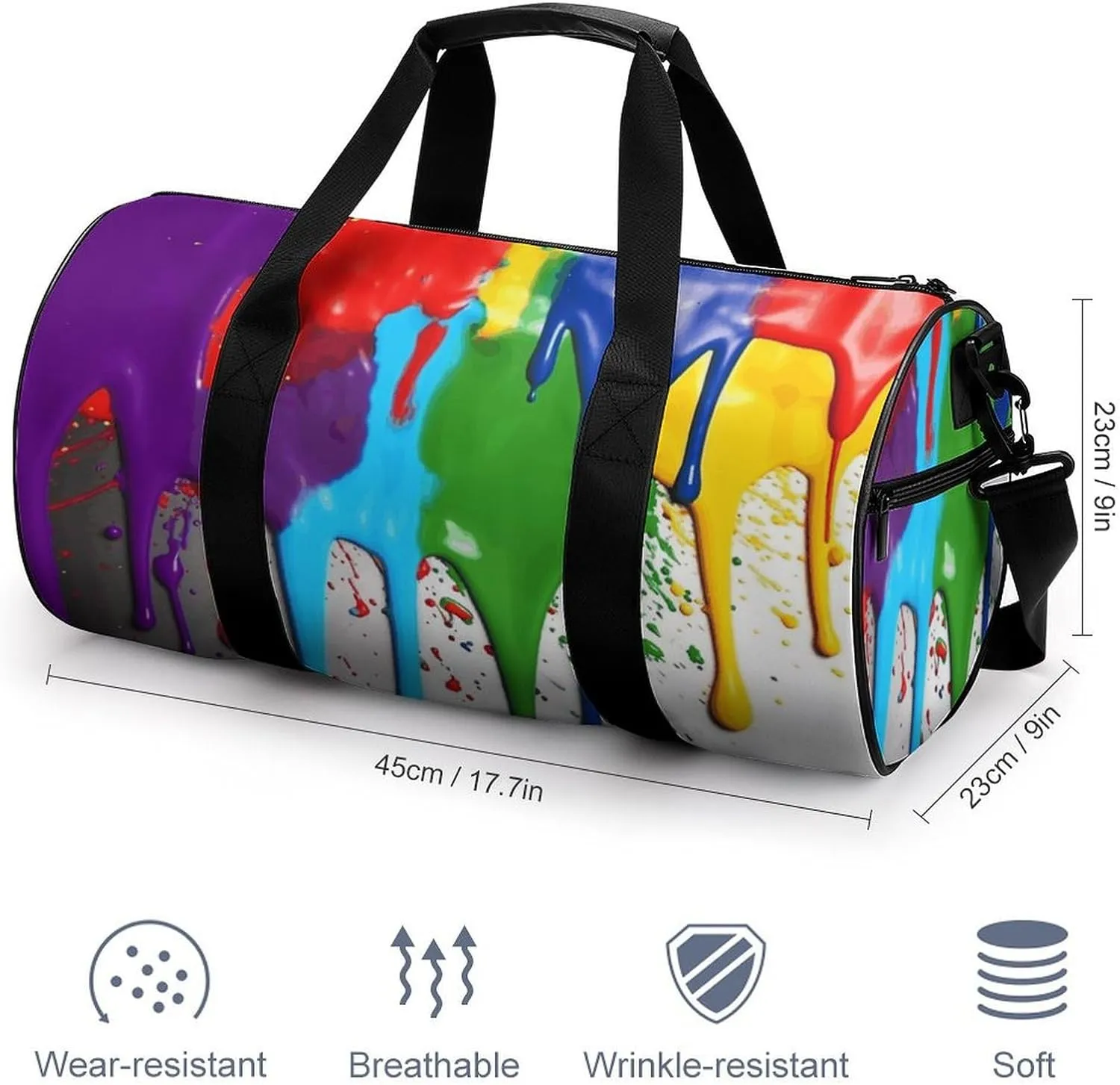 Gym Bag for Men Women Paint Splatter Backdrop Duffel Bag Overnight Bag with Compartment Gym Sackpac