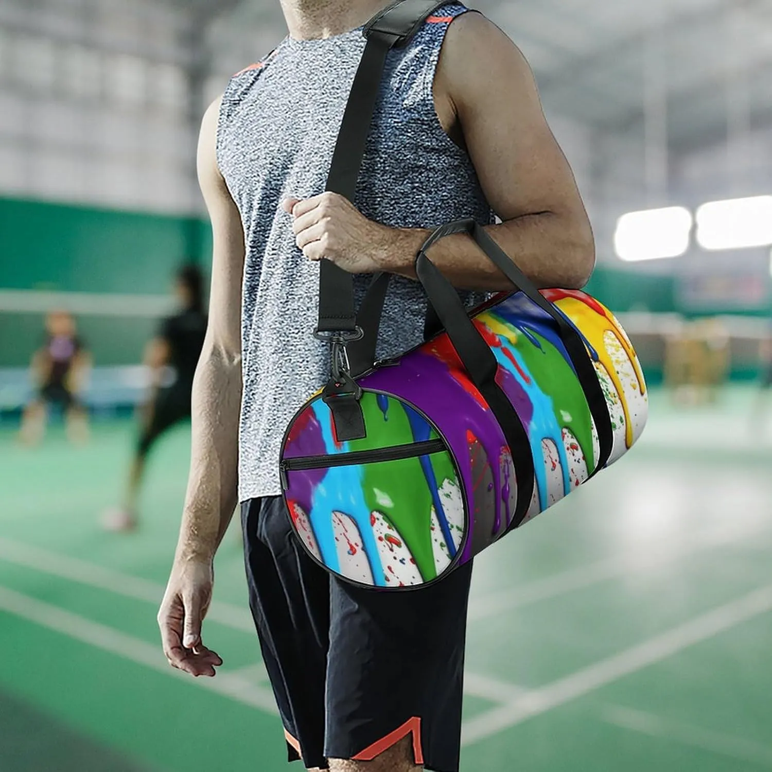 Gym Bag for Men Women Paint Splatter Backdrop Duffel Bag Overnight Bag with Compartment Gym Sackpac