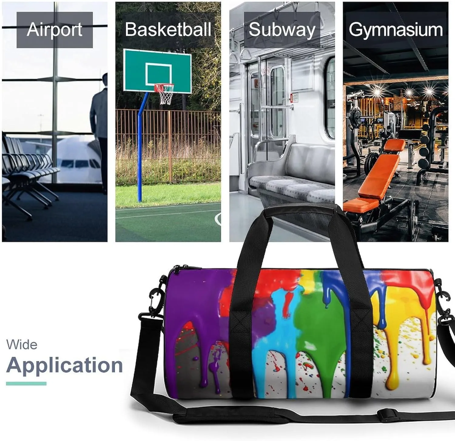 Gym Bag for Men Women Paint Splatter Backdrop Duffel Bag Overnight Bag with Compartment Gym Sackpac