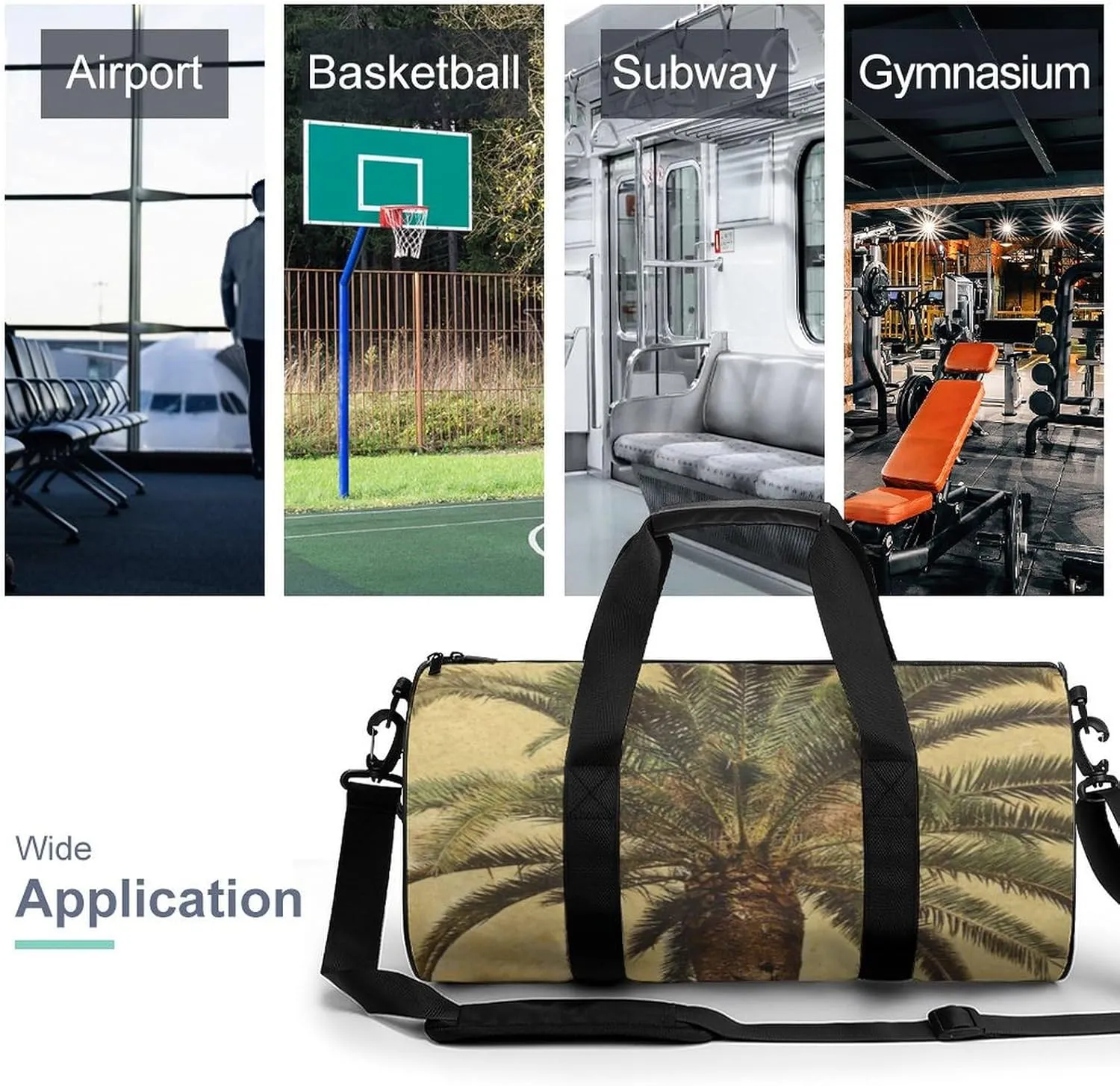 Gym Bag for Men Women Palm Tree Tropical Duffel Bag Overnight Bag with Compartment Gym Sackpac