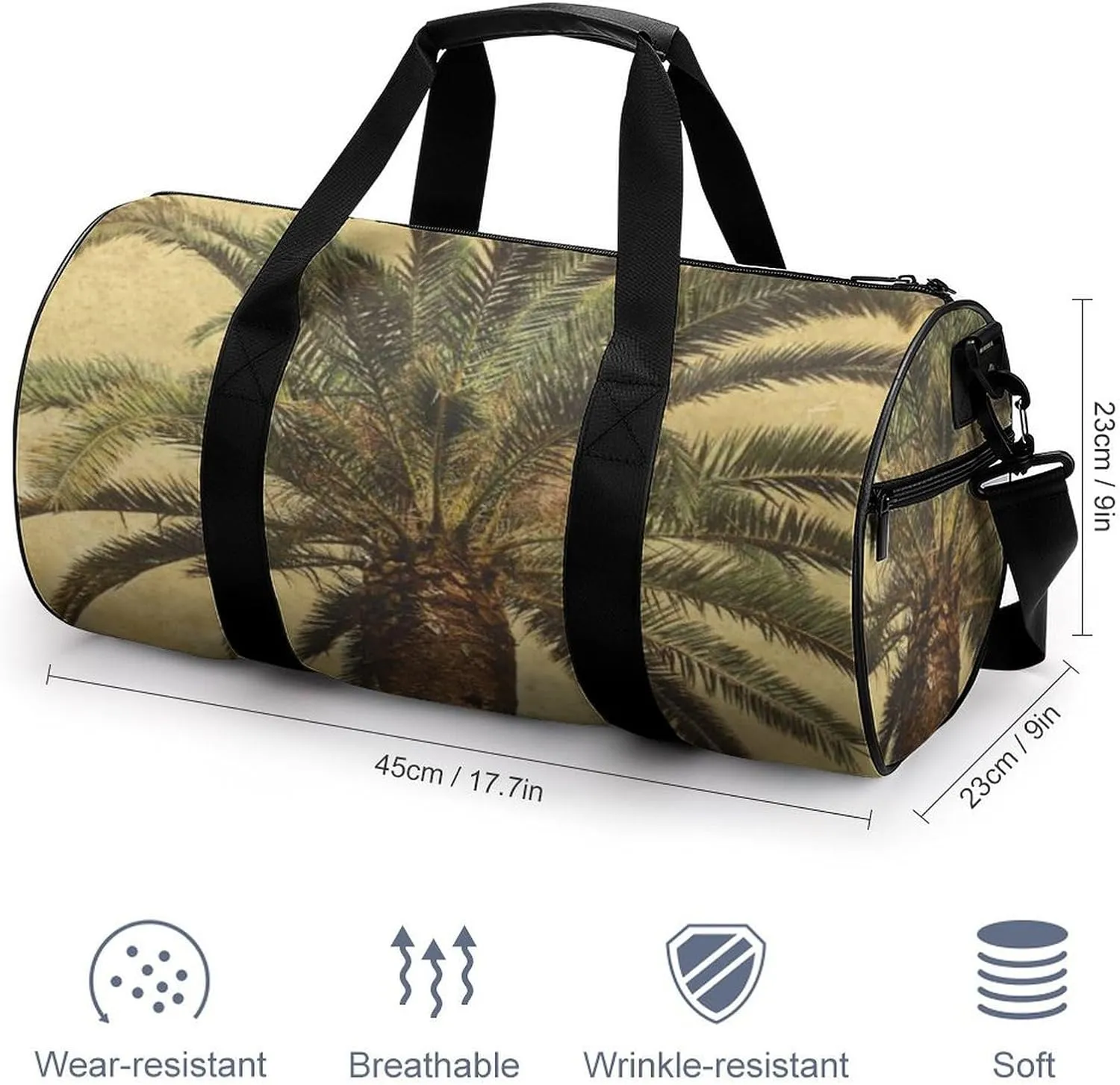 Gym Bag for Men Women Palm Tree Tropical Duffel Bag Overnight Bag with Compartment Gym Sackpac