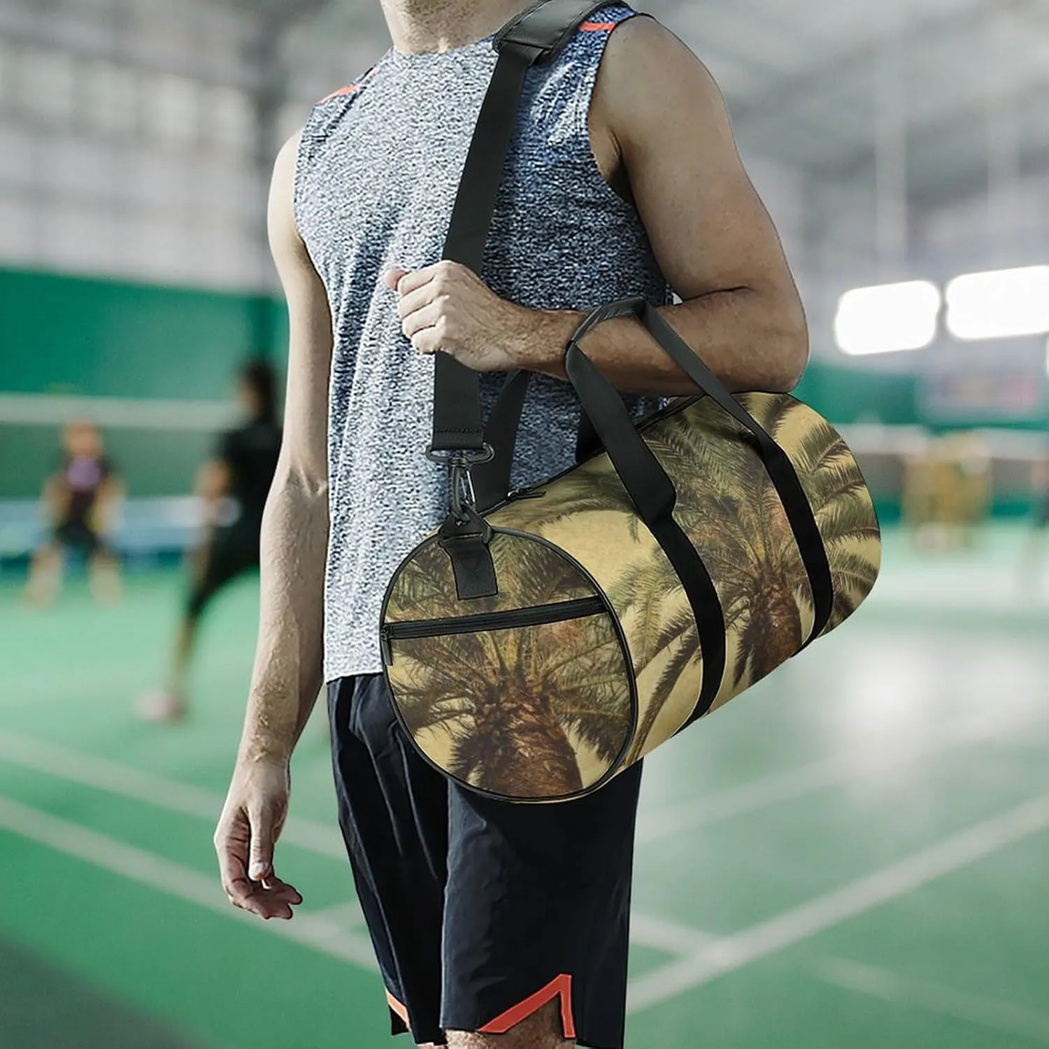 Gym Bag for Men Women Palm Tree Tropical Duffel Bag Overnight Bag with Compartment Gym Sackpac
