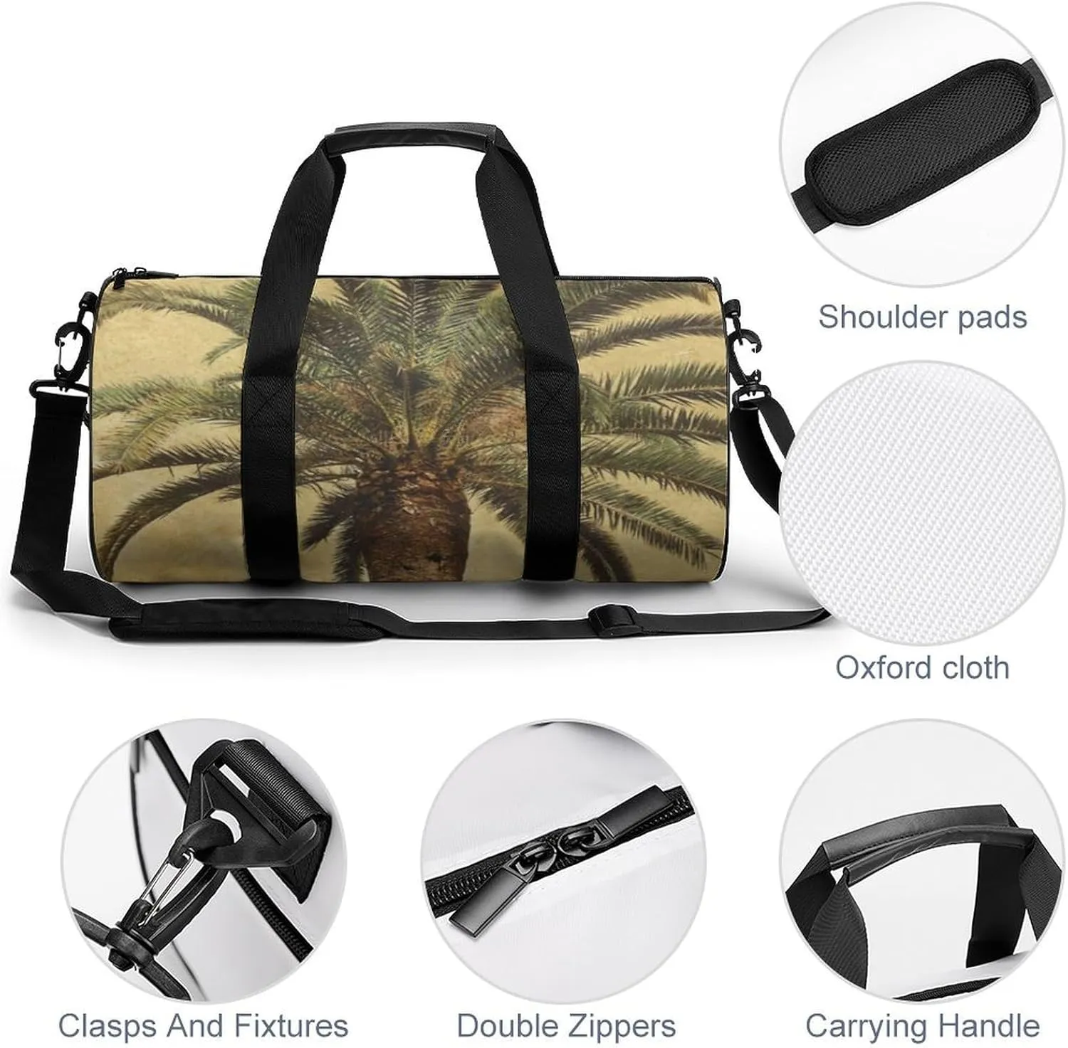 Gym Bag for Men Women Palm Tree Tropical Duffel Bag Overnight Bag with Compartment Gym Sackpac
