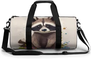 Gym Bag for Men Women Raccoon Duffel Bag Overnight Bag with Compartment Gym Sackpac