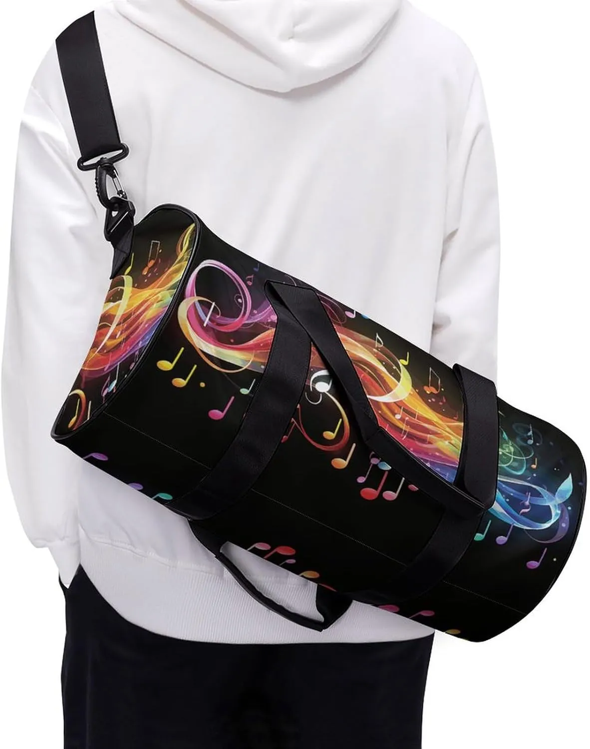 Gym Bag for Men Women Rainbow Musical Note Melody Duffel Bag Overnight Bag with Compartment Gym Sackpac