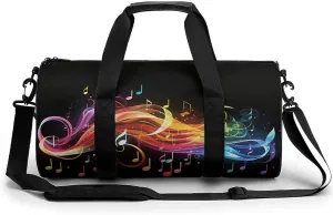Gym Bag for Men Women Rainbow Musical Note Melody Duffel Bag Overnight Bag with Compartment Gym Sackpac