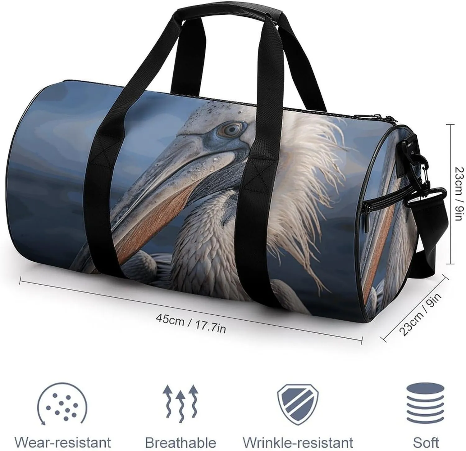 Gym Bag for Men Women Realistic Pelican Duffel Bag Overnight Bag with Compartment Gym Sackpac