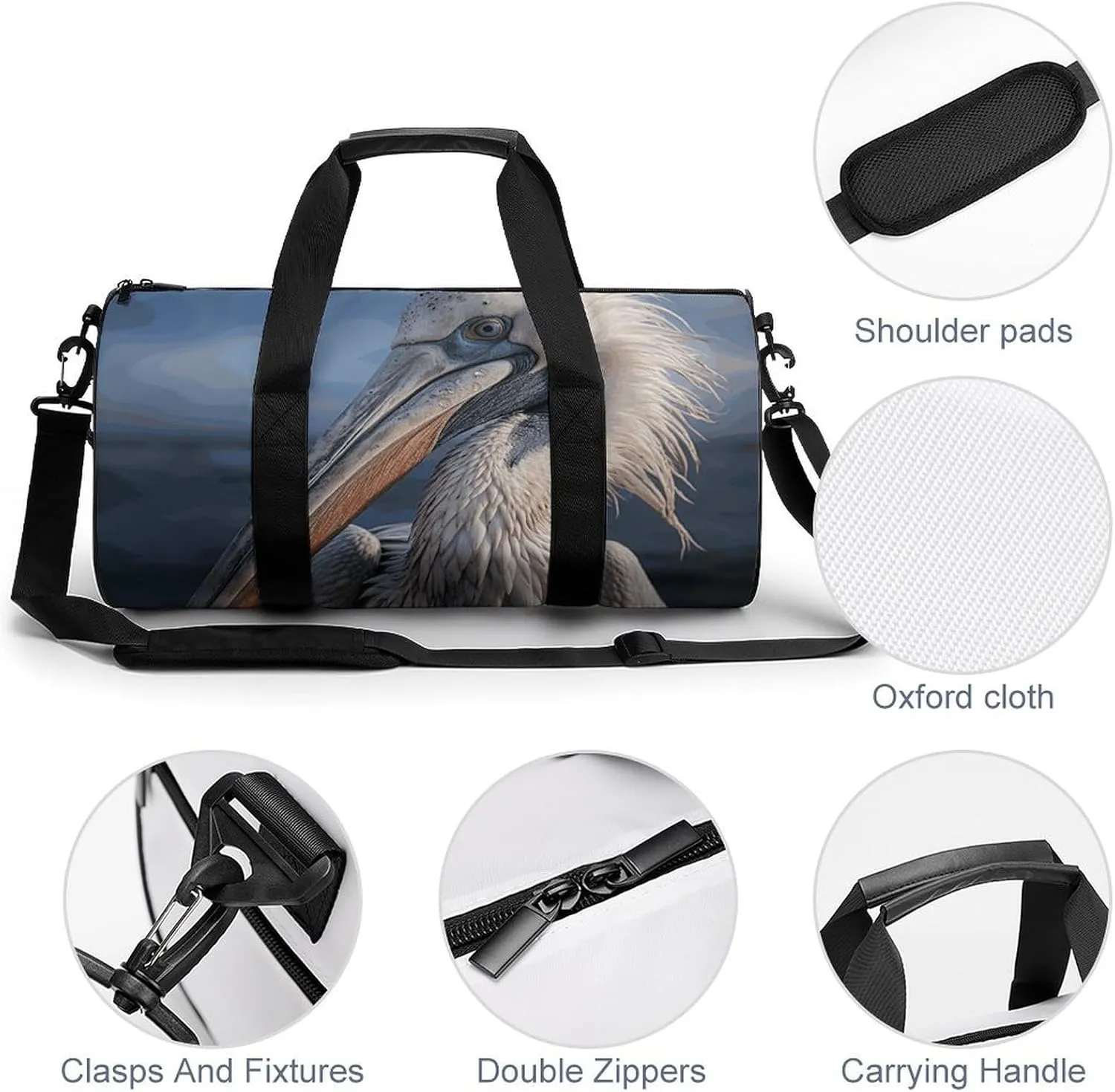 Gym Bag for Men Women Realistic Pelican Duffel Bag Overnight Bag with Compartment Gym Sackpac