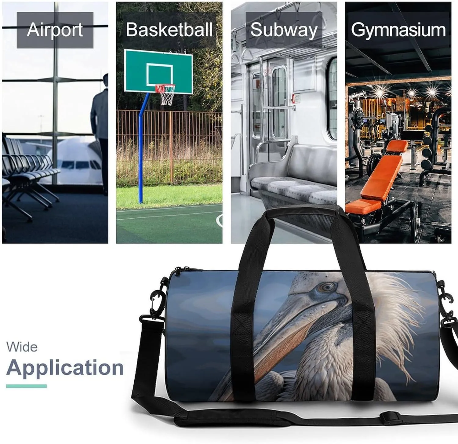 Gym Bag for Men Women Realistic Pelican Duffel Bag Overnight Bag with Compartment Gym Sackpac