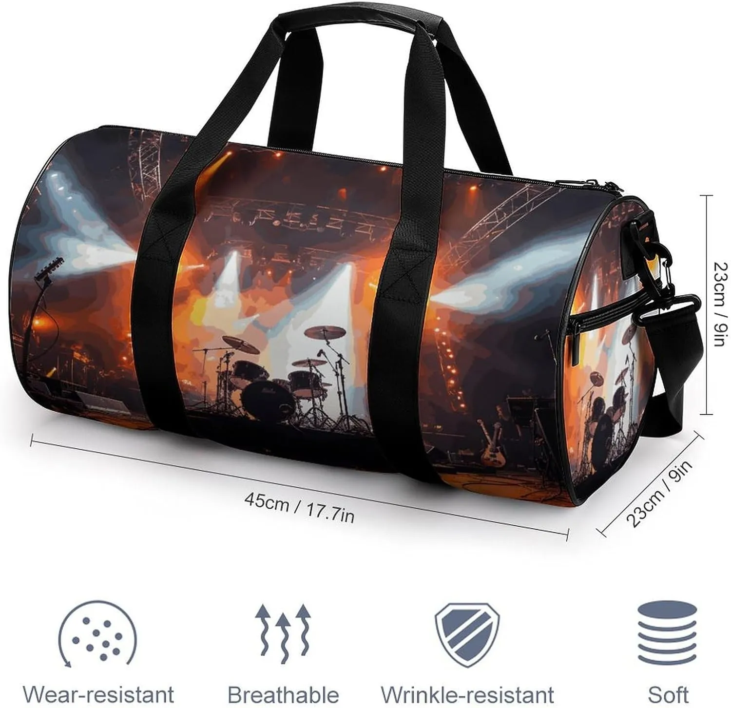 Gym Bag for Men Women Rock Concert Stage Duffel Bag Overnight Bag with Compartment Gym Sackpac