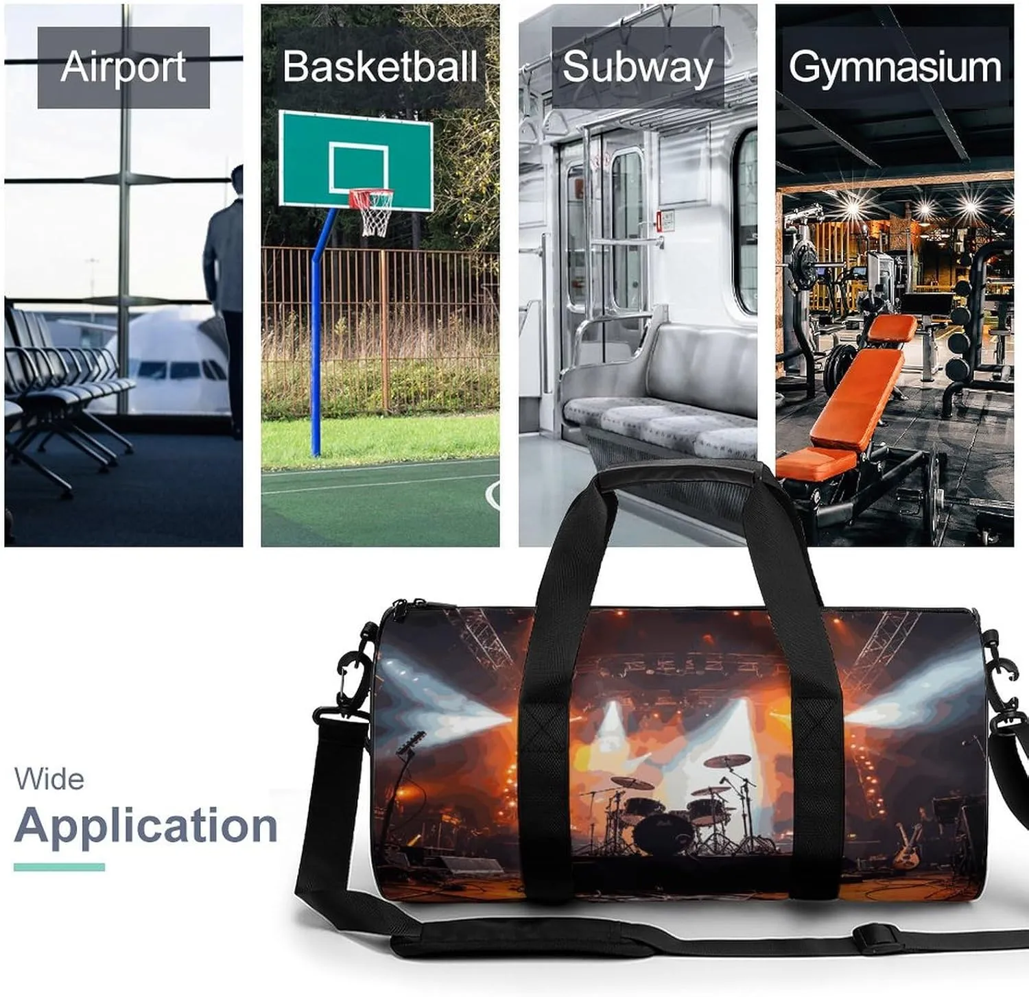Gym Bag for Men Women Rock Concert Stage Duffel Bag Overnight Bag with Compartment Gym Sackpac