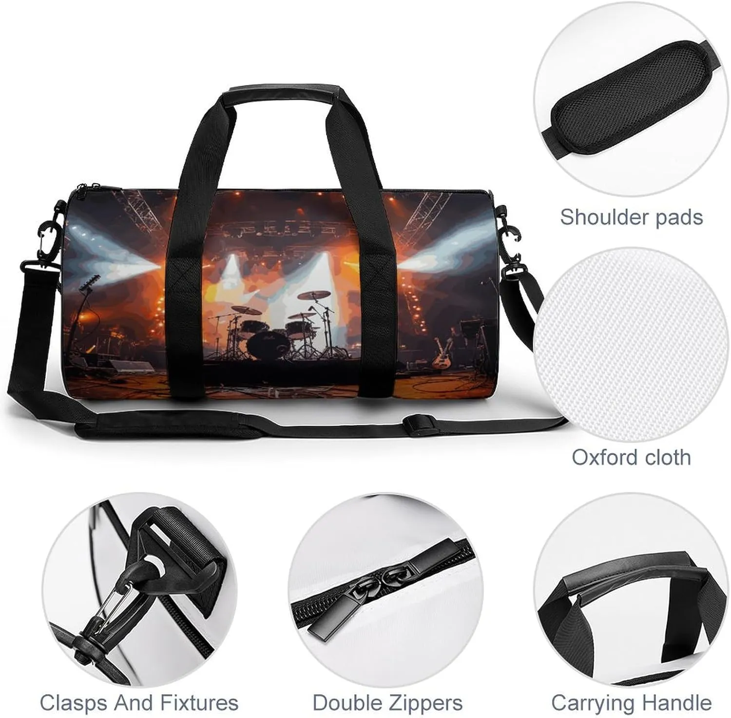 Gym Bag for Men Women Rock Concert Stage Duffel Bag Overnight Bag with Compartment Gym Sackpac