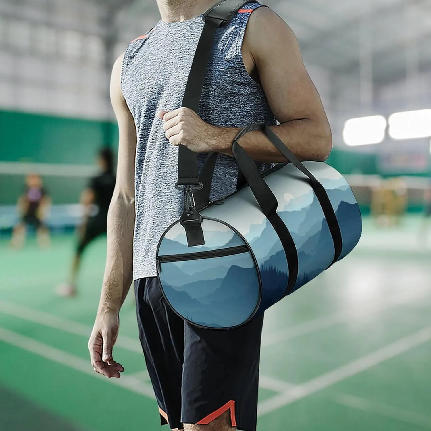 Gym Bag for Men Women Simple Silhouette of Mountains Duffel Bag Overnight Bag with Compartment Gym Sackpac