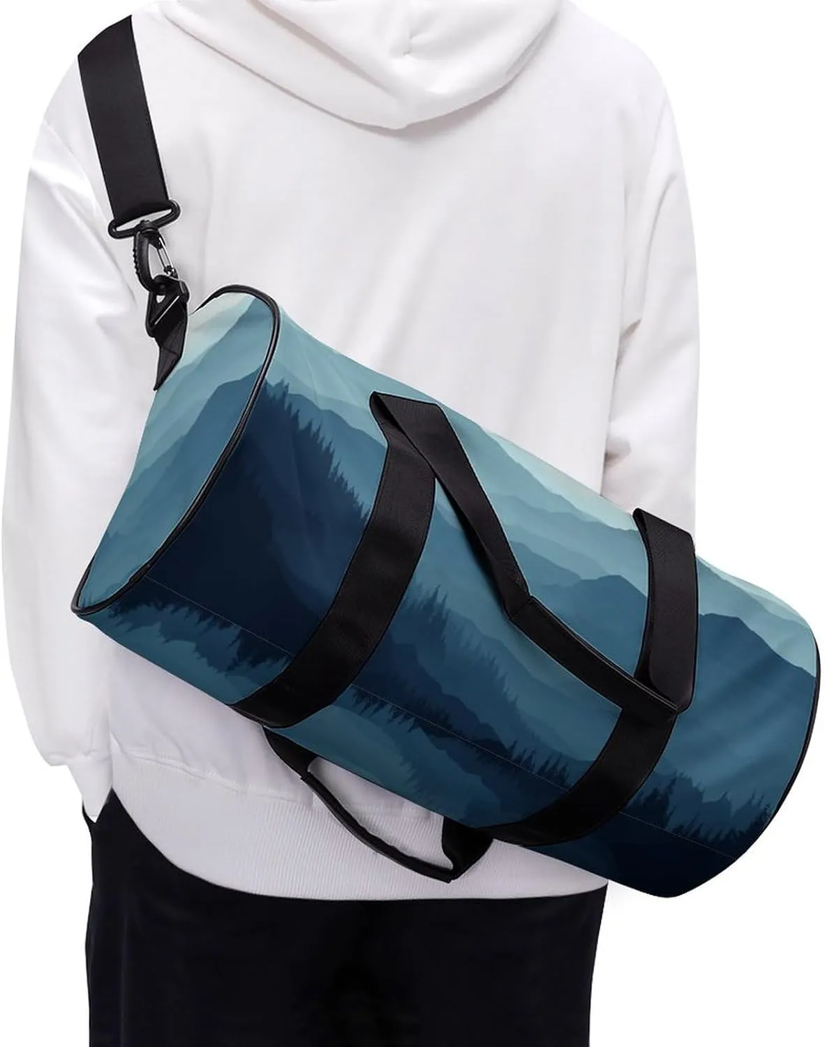 Gym Bag for Men Women Simple Silhouette of Mountains Duffel Bag Overnight Bag with Compartment Gym Sackpac