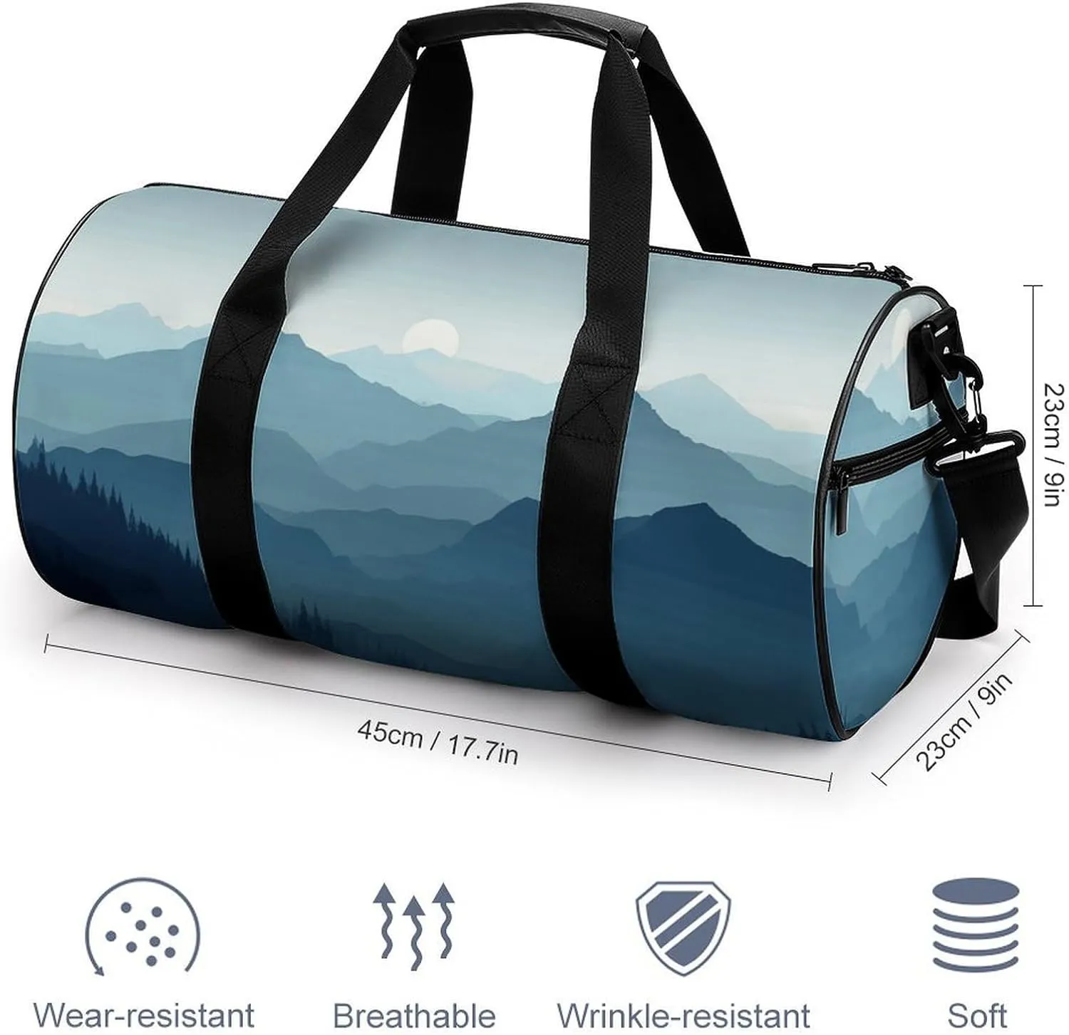 Gym Bag for Men Women Simple Silhouette of Mountains Duffel Bag Overnight Bag with Compartment Gym Sackpac